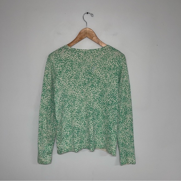 Charter Club Vintage Silk Cardigan Sweater Women’s Size Medium Ivory Green Spots - Picture 8 of 8